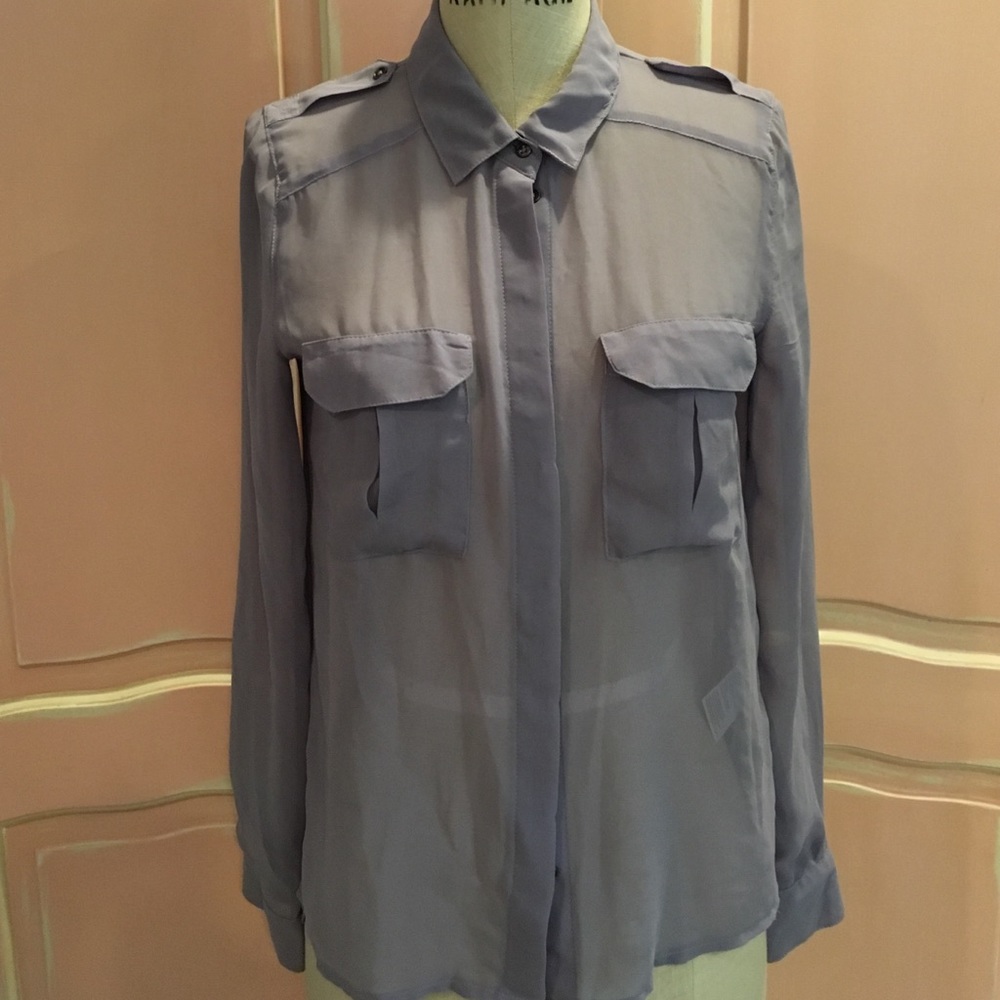 Silence & Noise semi sheer lavender top